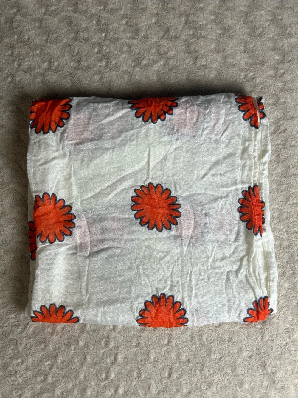 Aden + Anais Orange White Blue Floral Baby Swaddle Blanket Bamboo Rayon Flower